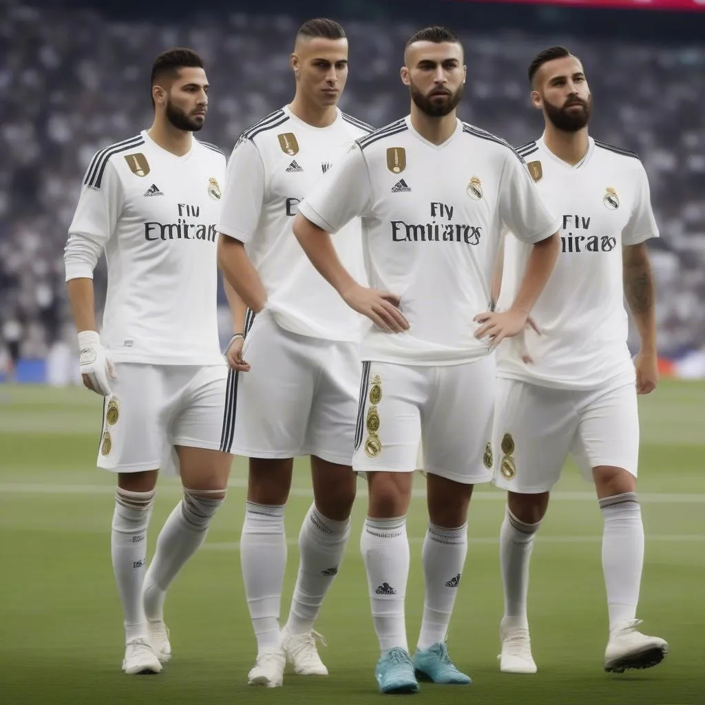 Áo đấu mới của Real Madrid được các cầu thủ mặc trên sân