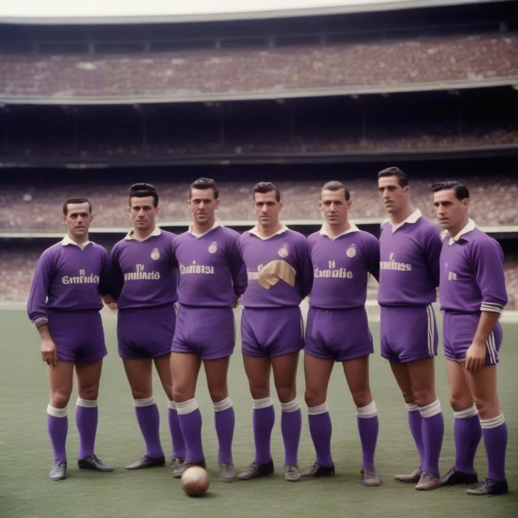 Real Madrid trong bộ trang phục màu tím năm 1950