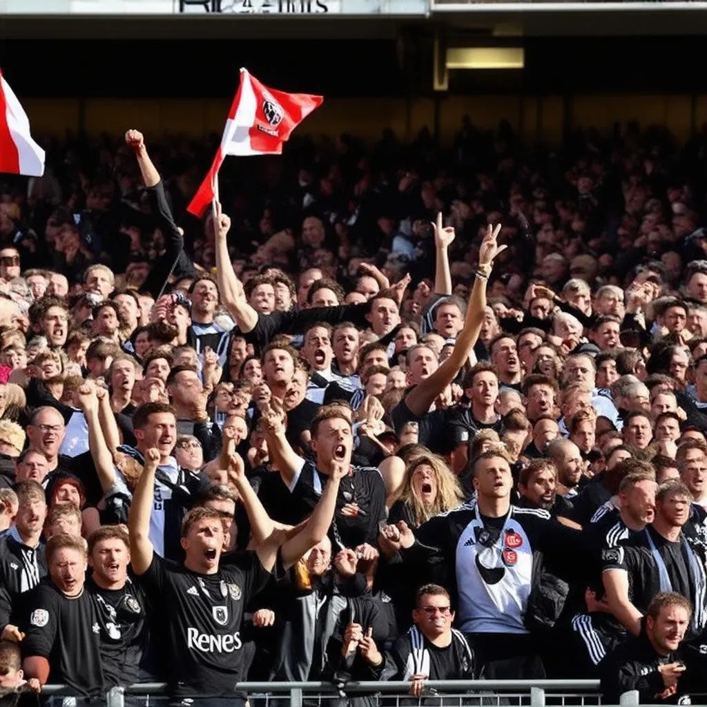 Rennes fans celebrating victory