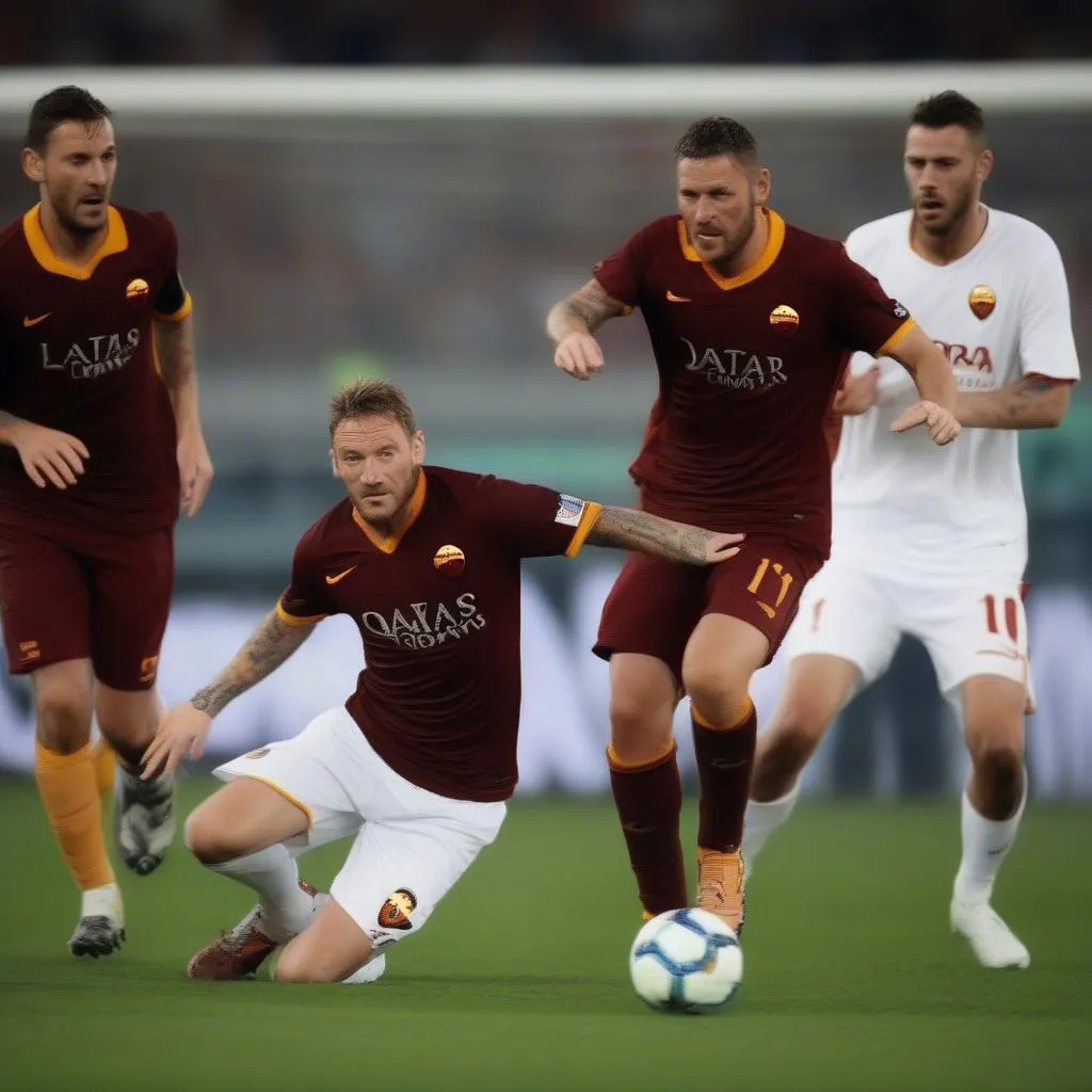 Ảnh các cầu thủ AS Roma đang thi đấu