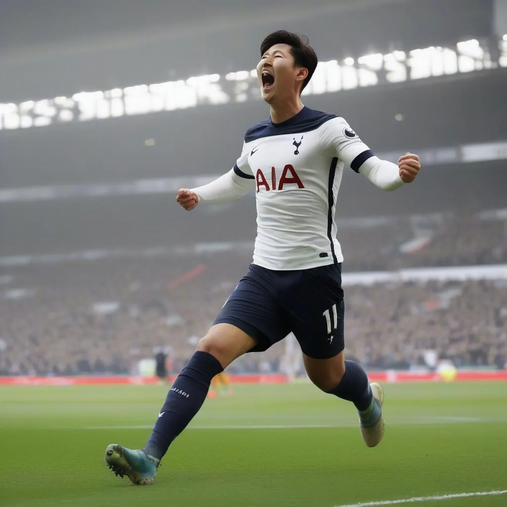 Son Heung-min celebrates a goal