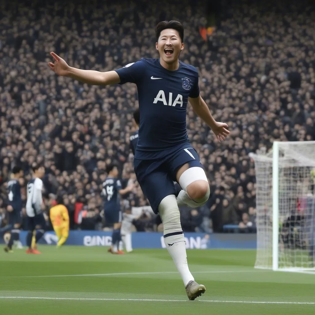 Son Heung-min ghi bàn thứ hai cho Tottenham trong trận đấu với MU