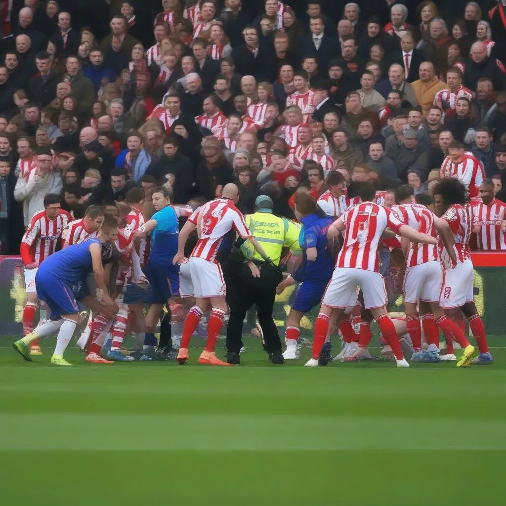 Tình huống bóng lăn trong vòng cấm địa của Stoke City