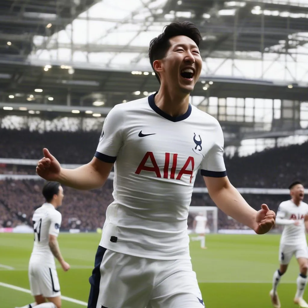 Son Heung-min celebrates his hat-trick in Tottenham's 5-0 win over Burnley