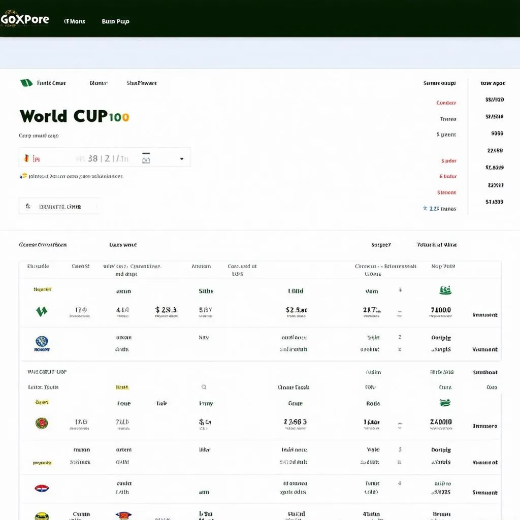 Tỷ lệ World Cup trên GoXplore