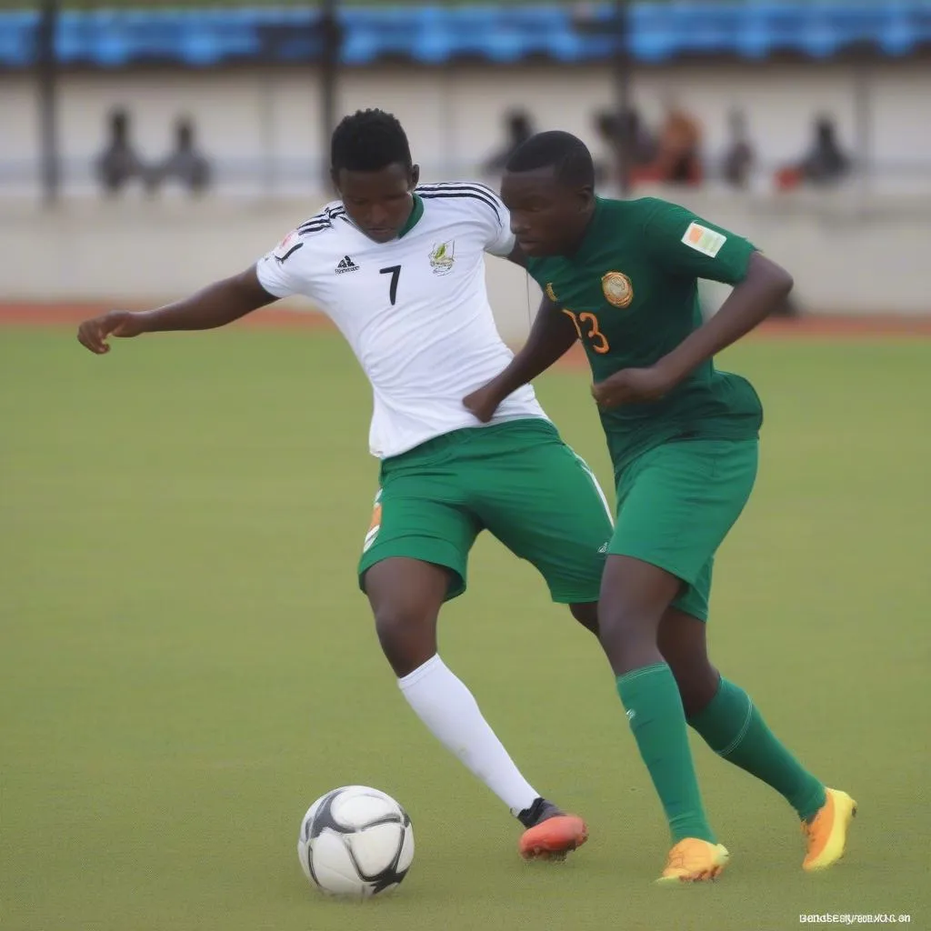 Cầu thủ U20 Zambia với pha phòng ngự ấn tượng trong trận đấu với U20 Đức