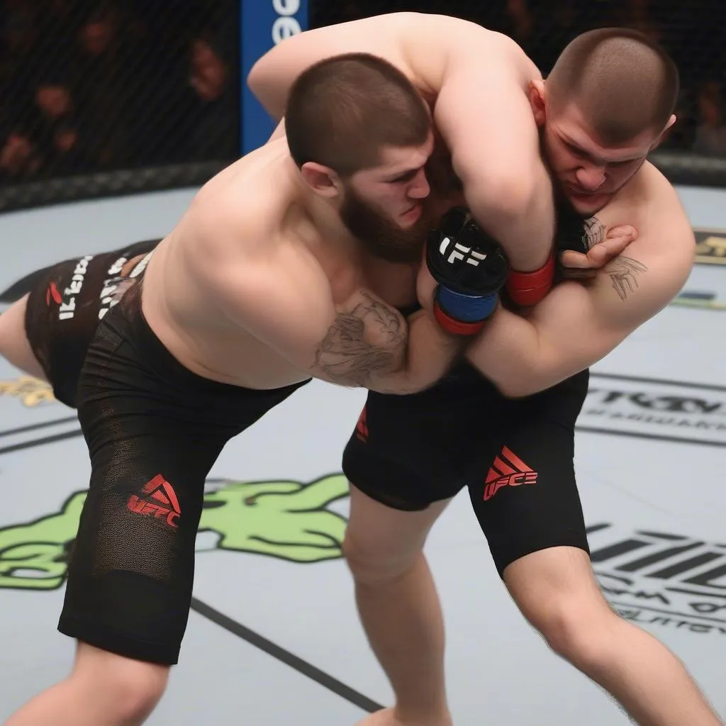 Khabib Nurmagomedov thực hiện kỹ thuật submission thành công trong trận đấu UFC 230