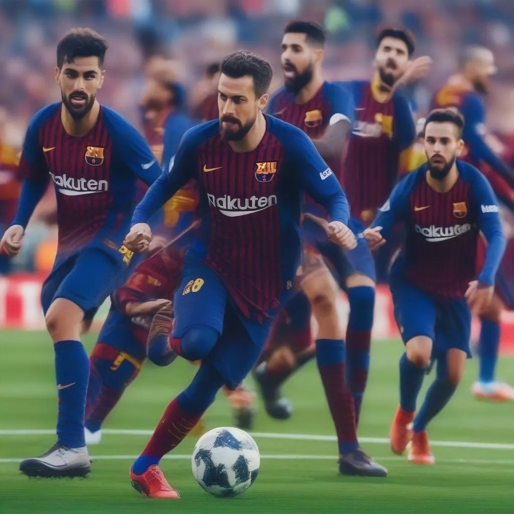 Hình ảnh về Barca đang thi đấu