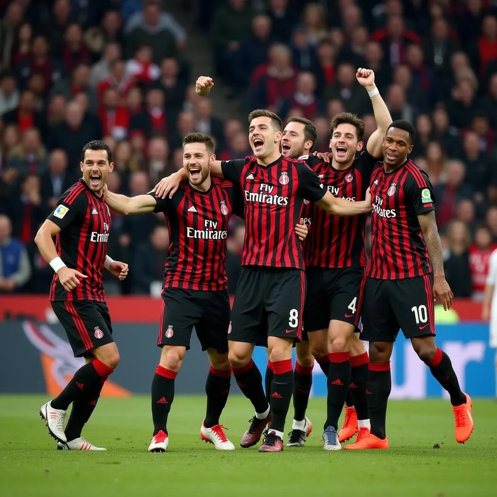 Cầu thủ AC Milan ăn mừng cuồng nhiệt