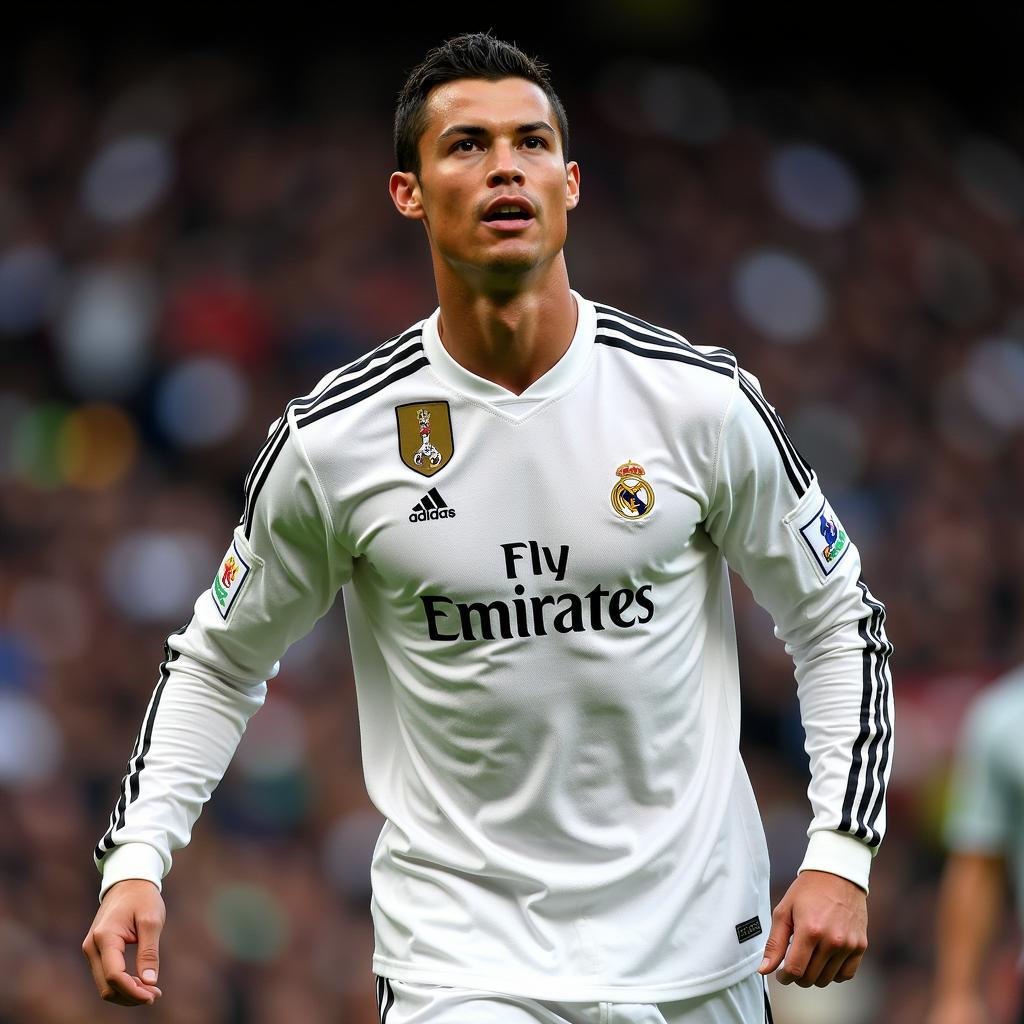 Cristiano Ronaldo trong chiếc áo Real Madrid 2009/10