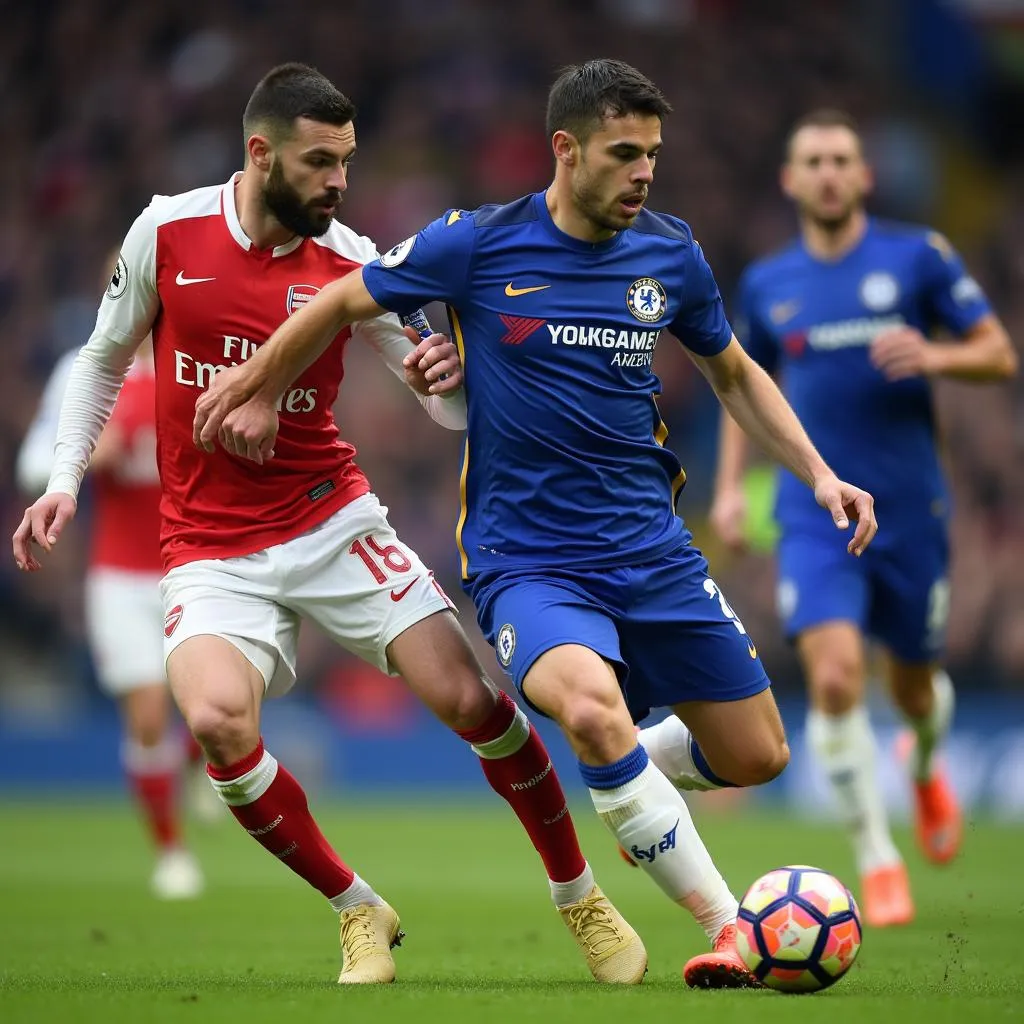 Arsenal and Chelsea players in action during the 2023 FA Cup Final