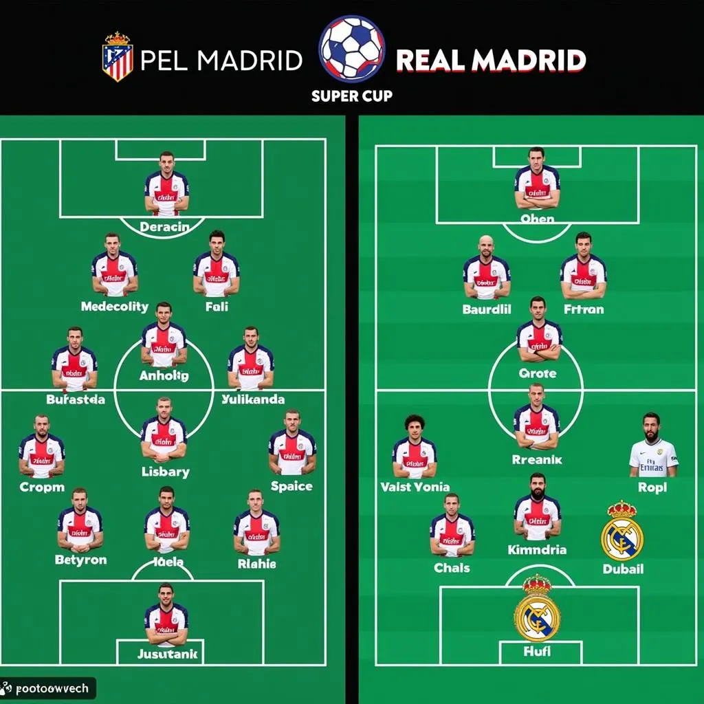 Atletico Madrid vs Real Madrid Super Cup - Starting Lineups