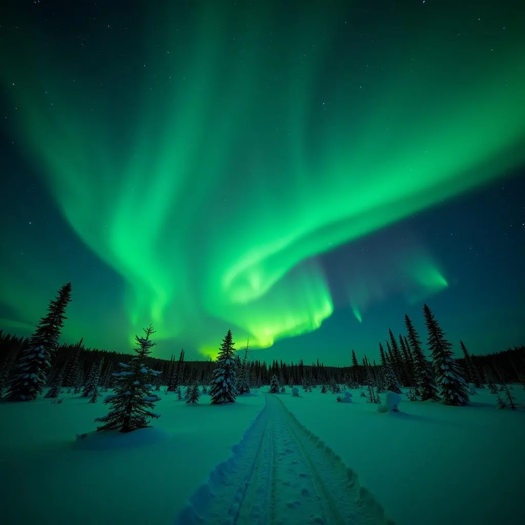 Aurora Borealis Green Oxygen