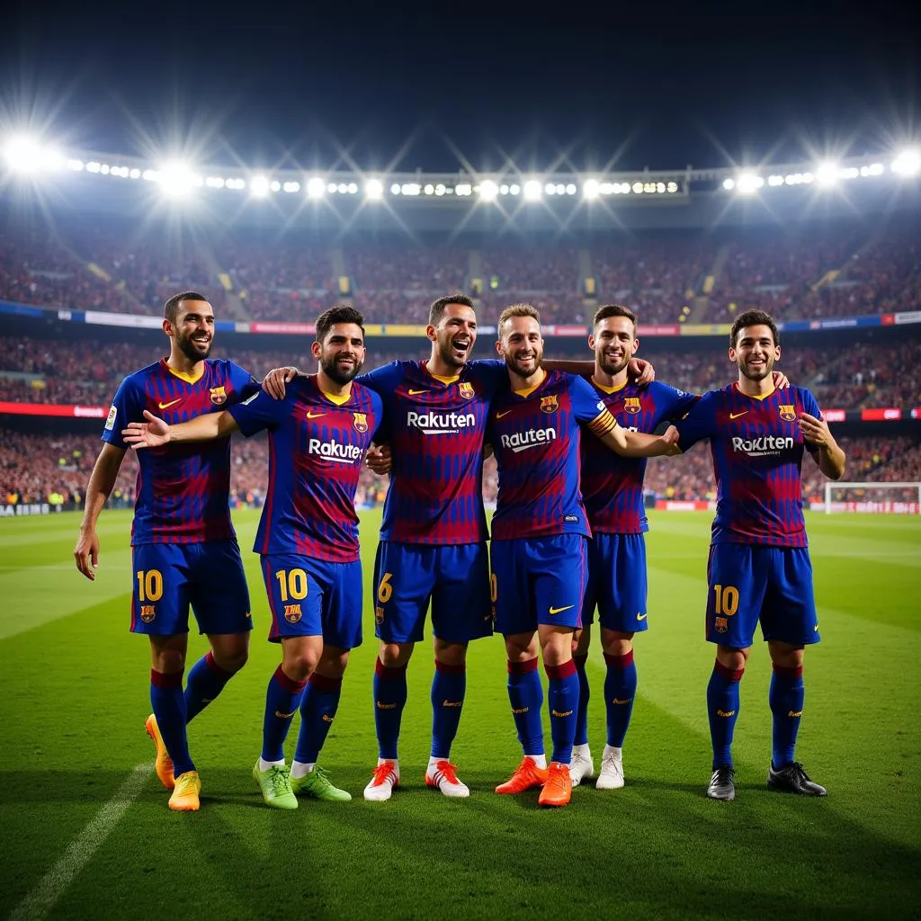 Barca ăn mừng chiến thắng