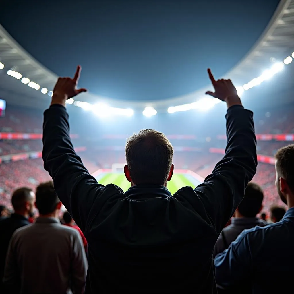 Fans reacting to a goal during the 2018 Champions League match between Bayern Munich and Benfica