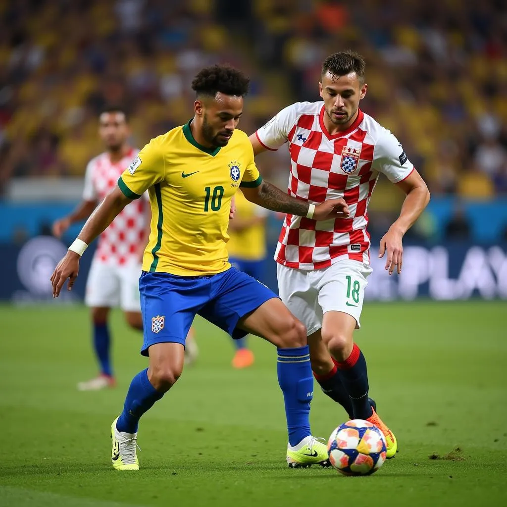 Brazil attacking Croatia's defense