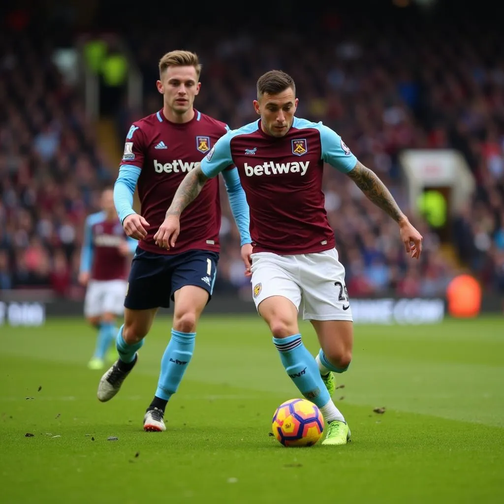 Cầu thủ Burnley phản công về phía khung thành West Ham