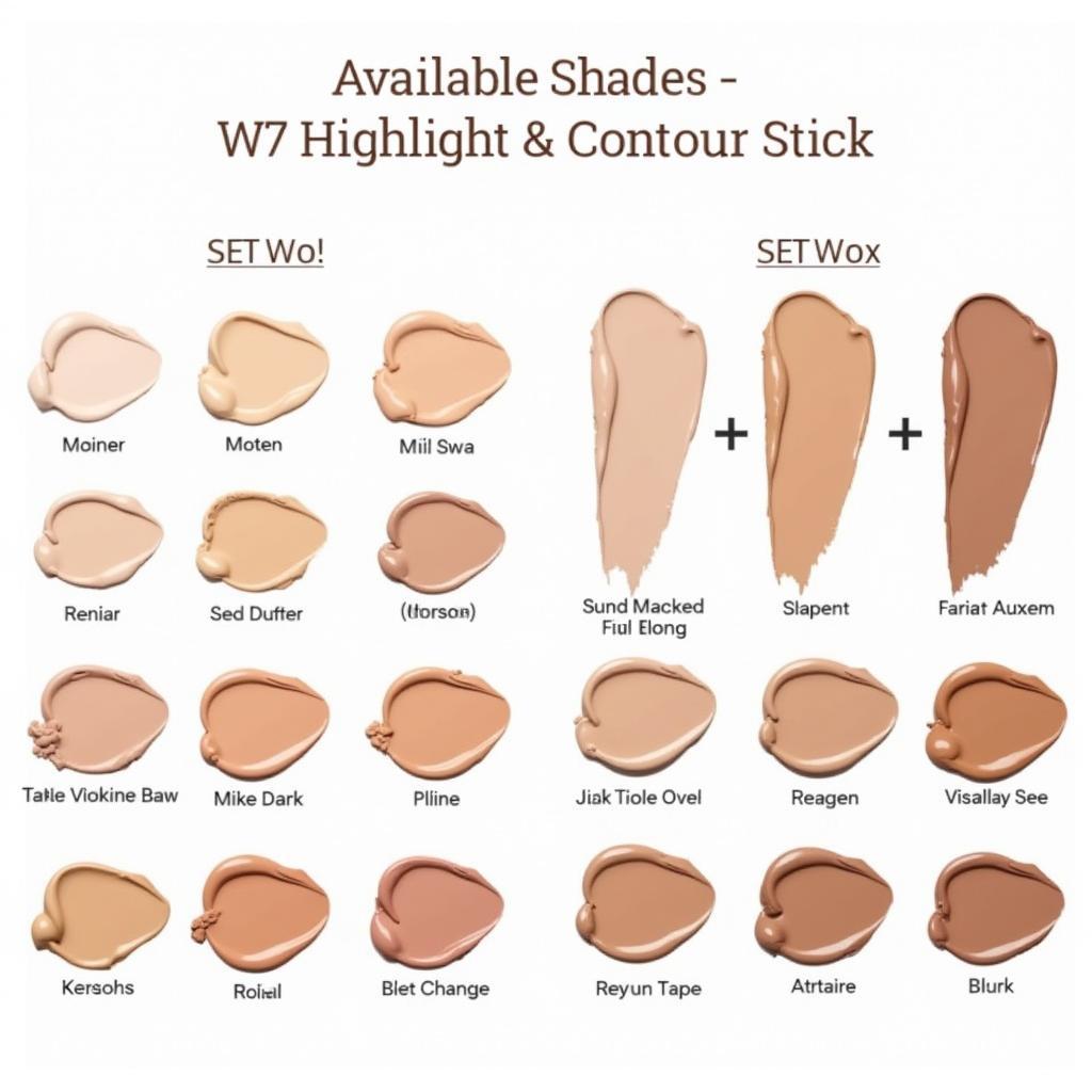 Bảng màu bút tạo khối 2 đầu W7 Highlight & Contour Stick