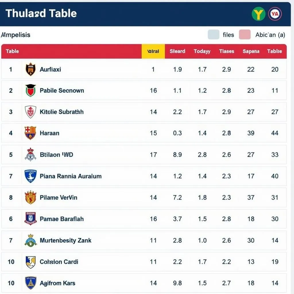 Bảng Xếp Hạng Thai FA Cup