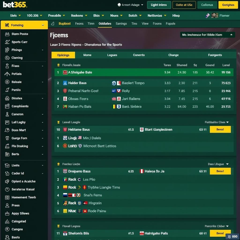 Bet365 Football Betting Interface