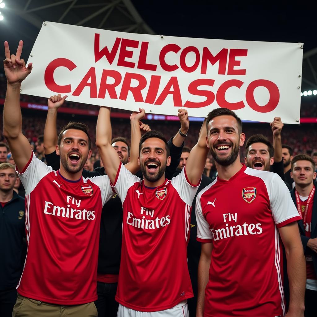 Cổ động viên Arsenal háo hức chờ đợi Carrasco