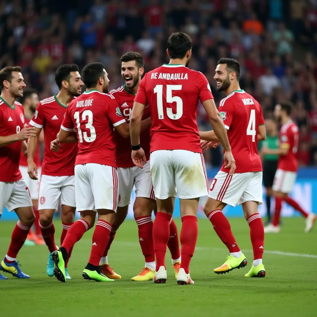 Cầu thủ Iran ăn mừng bàn thắng tại AFC Asian Cup 2019