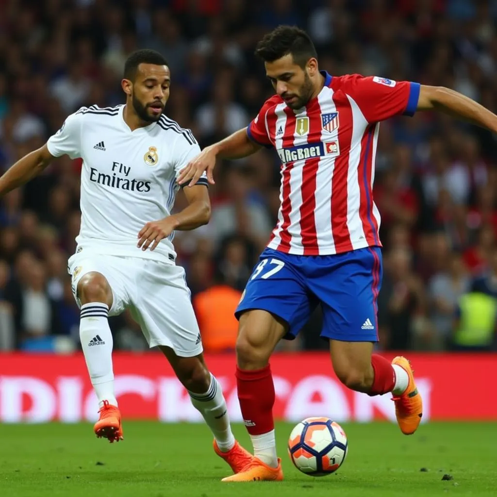 Real Madrid and Atlético Madrid battling it out in the 2016 Champions League Final