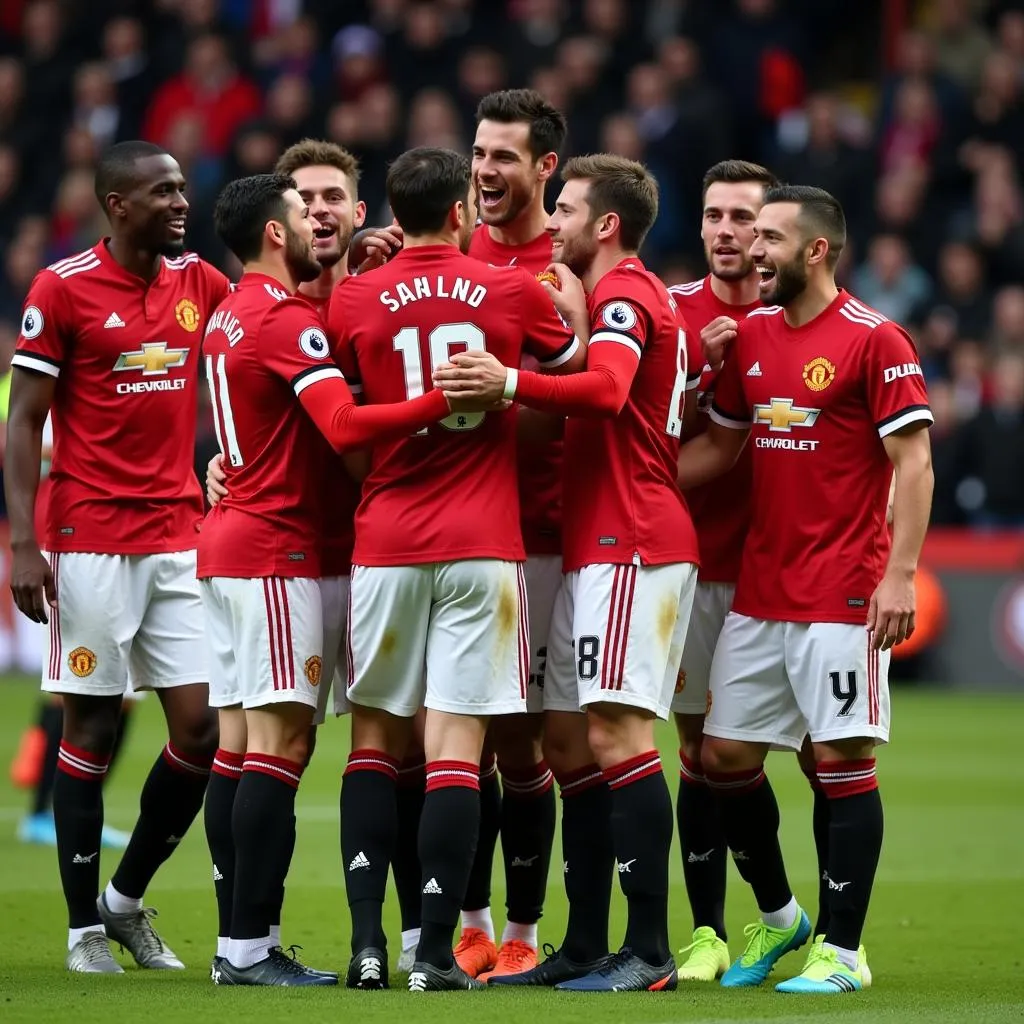 Chris Smalling ăn mừng bàn thắng gỡ hòa 2-2 cho Manchester United.