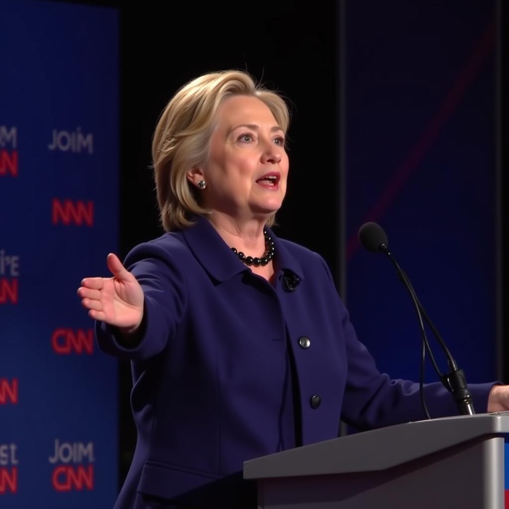 Hillary Clinton addressing the audience during the debate