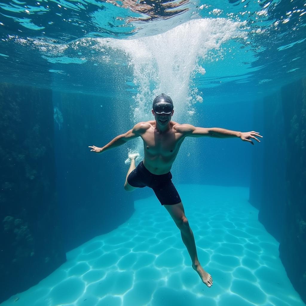 Close-up of swimmer's underwater technique