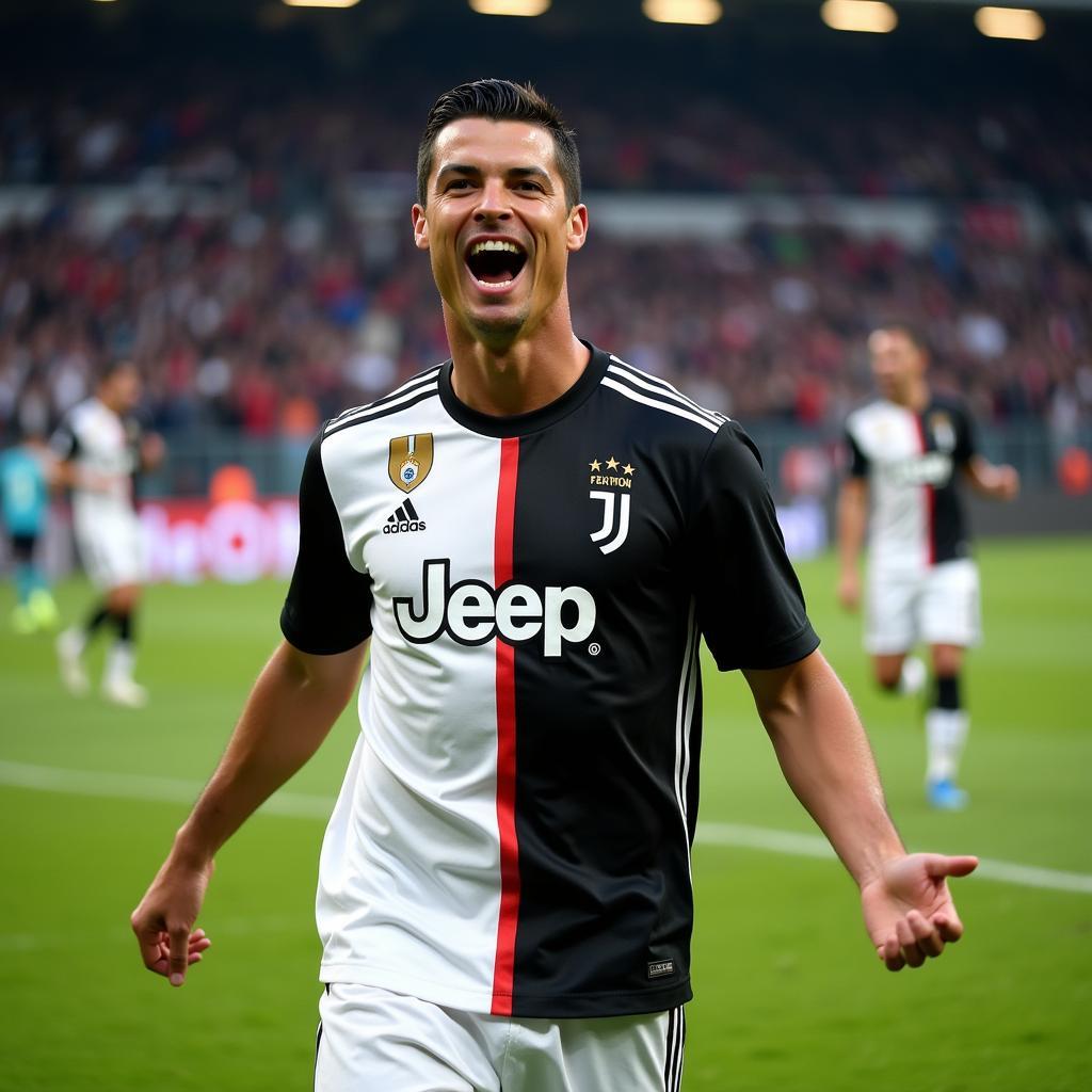 Cristiano Ronaldo ăn mừng bàn thắng trong màu áo Juventus