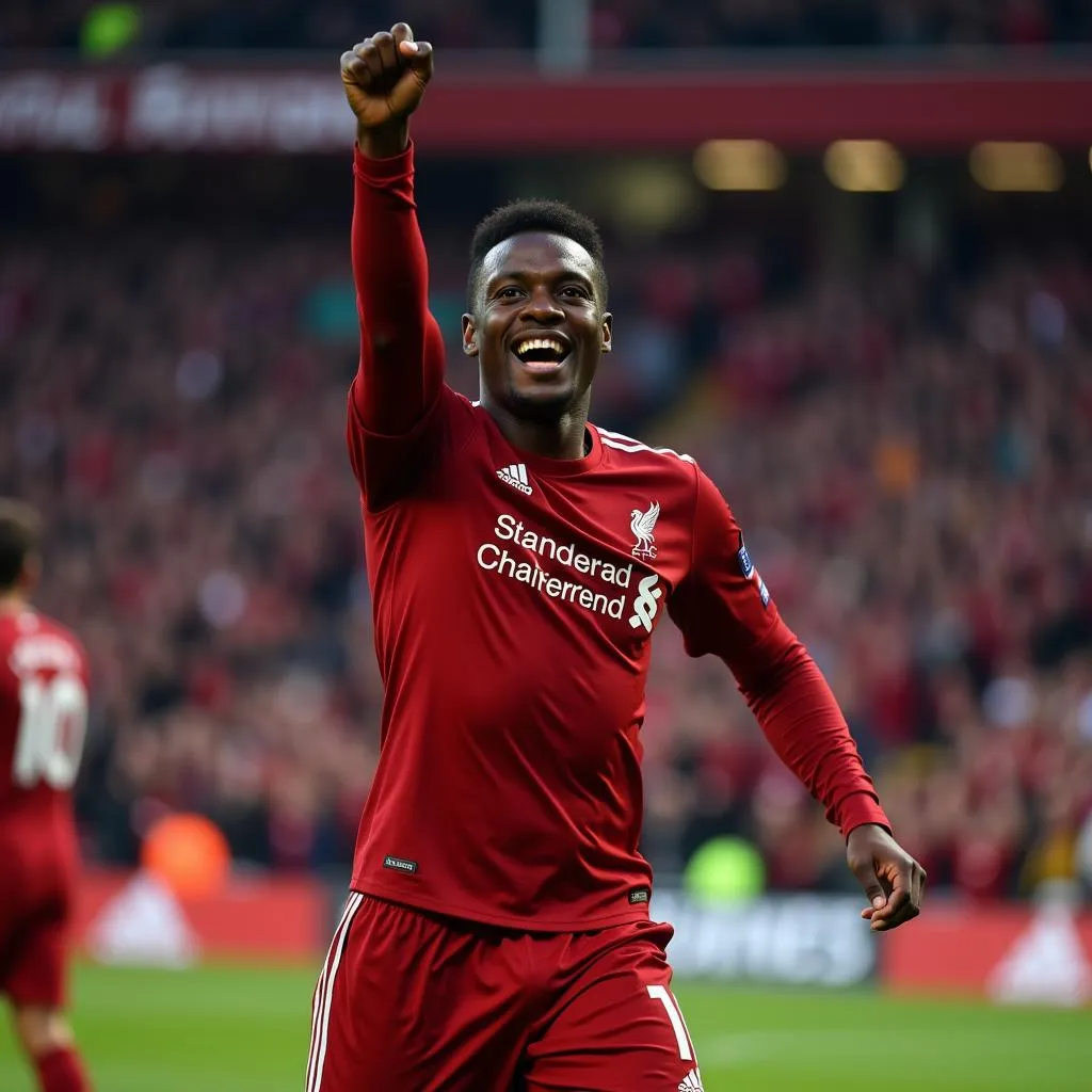 Divock Origi ăn mừng bàn thắng vào lưới Barcelona