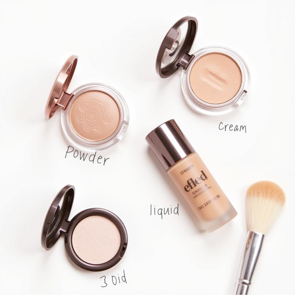 Different highlighter formulas: powder, cream, and liquid