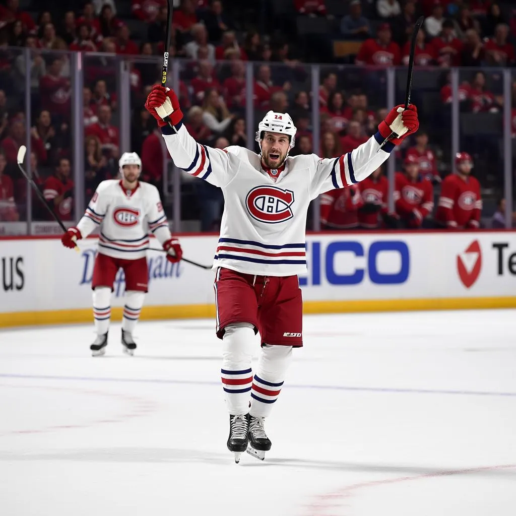 Dylan Larkin celebrates a goal