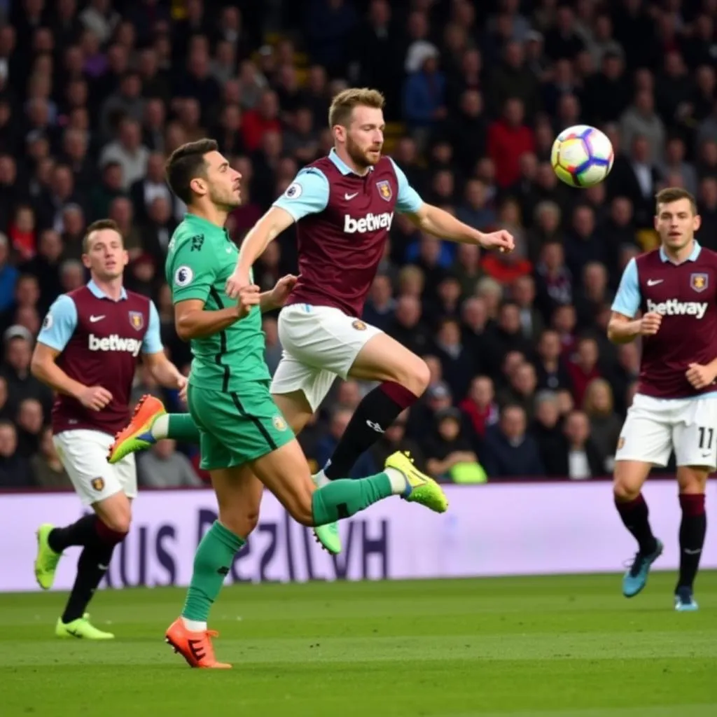 Erling Haaland scores a header goal for Manchester City against West Ham