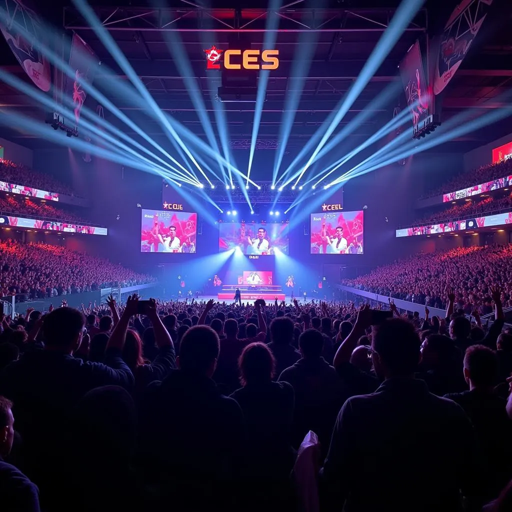 The passionate crowd cheers on their favorite team during the FaZe vs. MOUZ finals at ECS Season 4