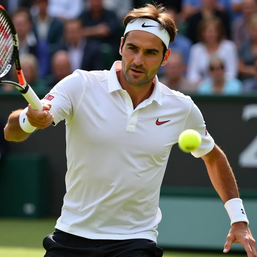 Roger Federer thực hiện cú trái một tay