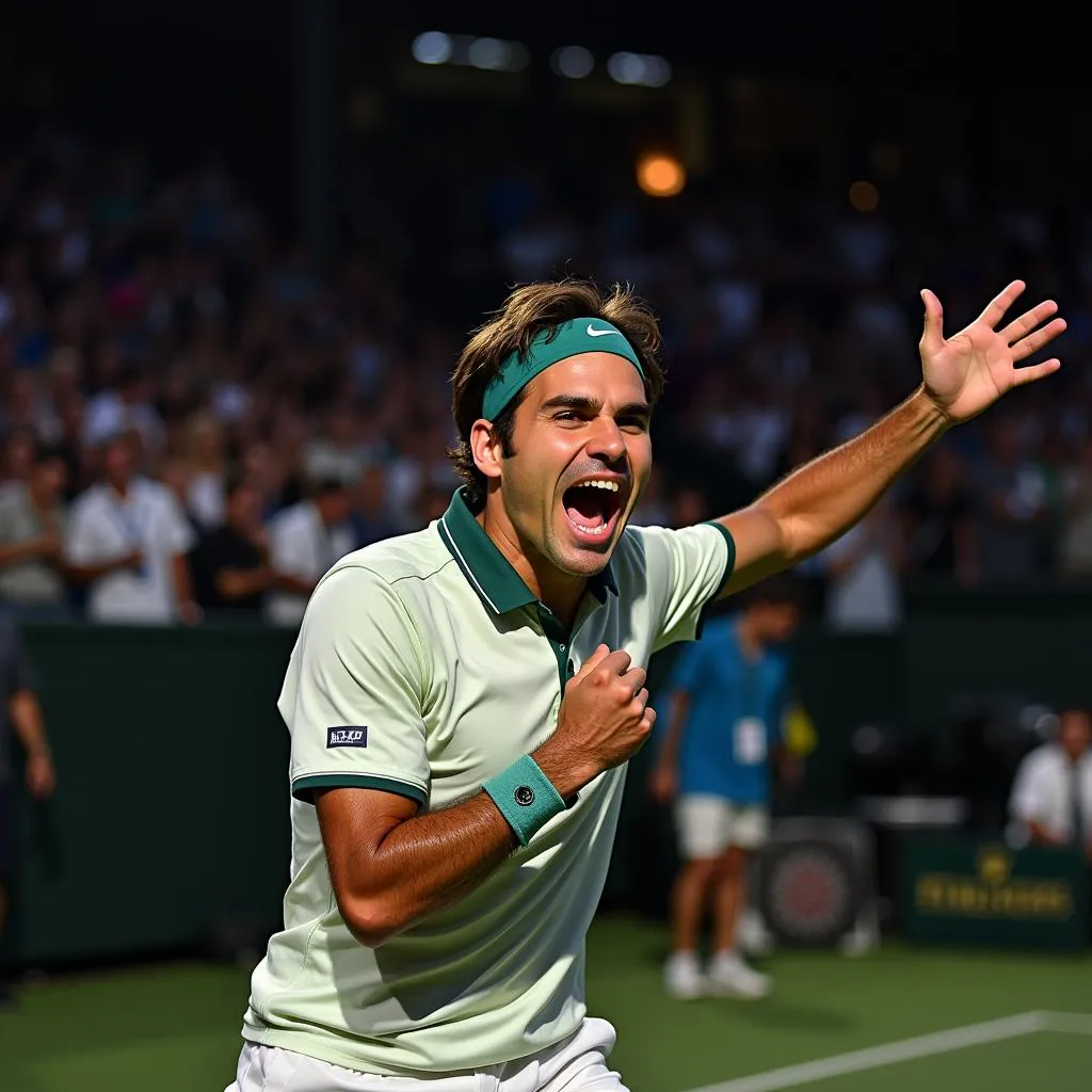 Federer ăn mừng chiến thắng đầy cảm xúc trước Nadal tại Indian Wells 2013