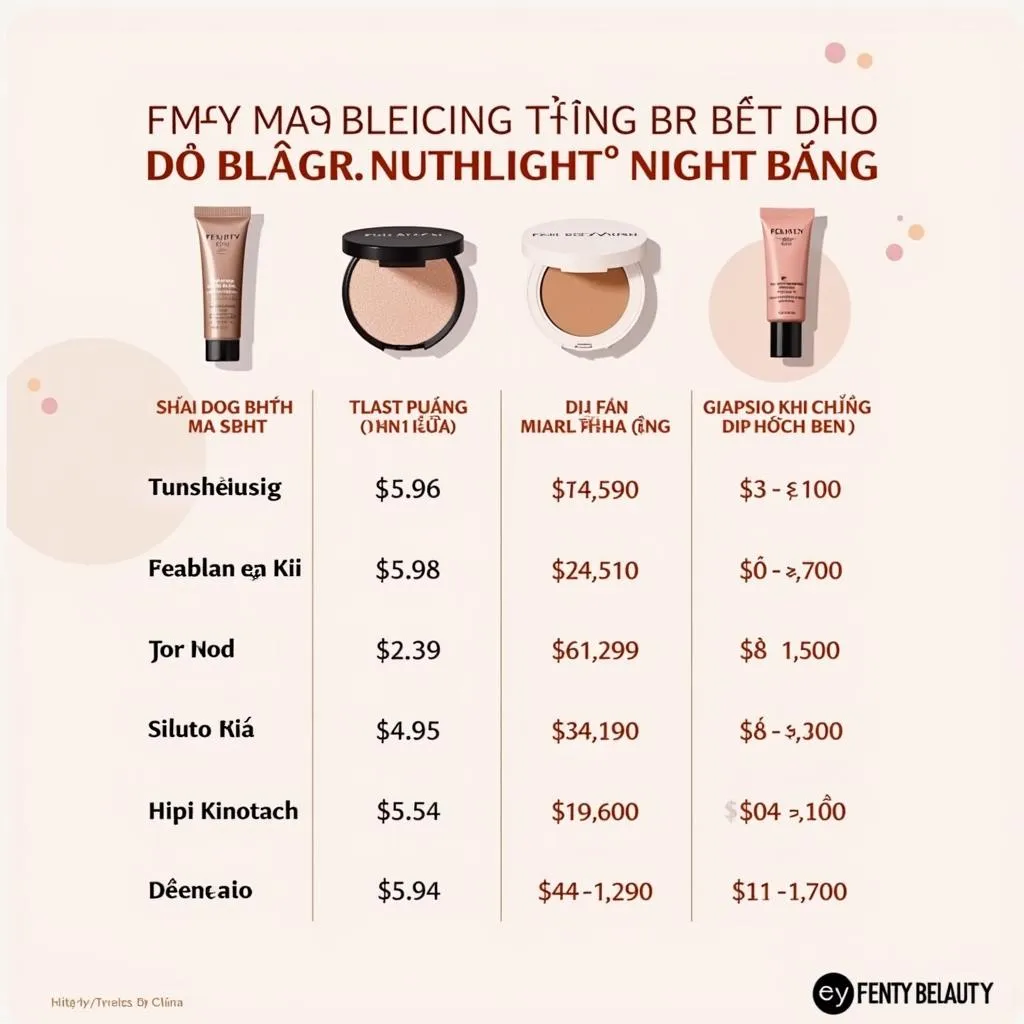 Bảng giá highlight Fenty Beauty: Tìm kiếm sản phẩm phù hợp với tone da và ngân sách