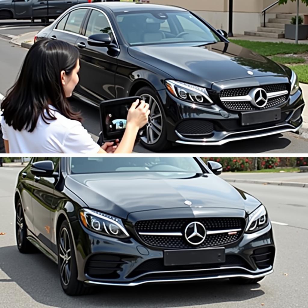 Gập gương điện tự động mercedes