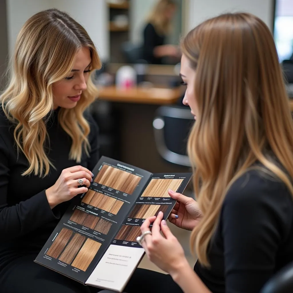 Hair color consultation in a NYC salon