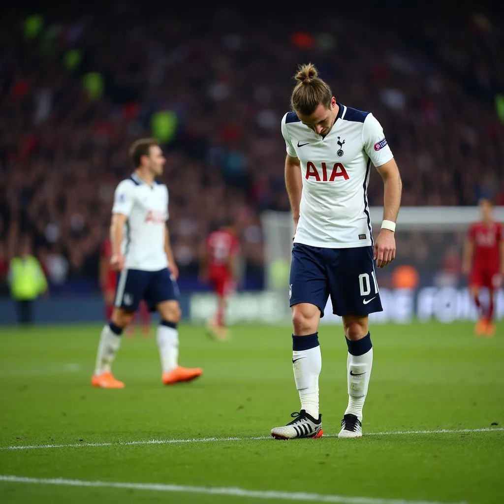 Harry Kane thất vọng sau pha bóng hướng ra ngoài