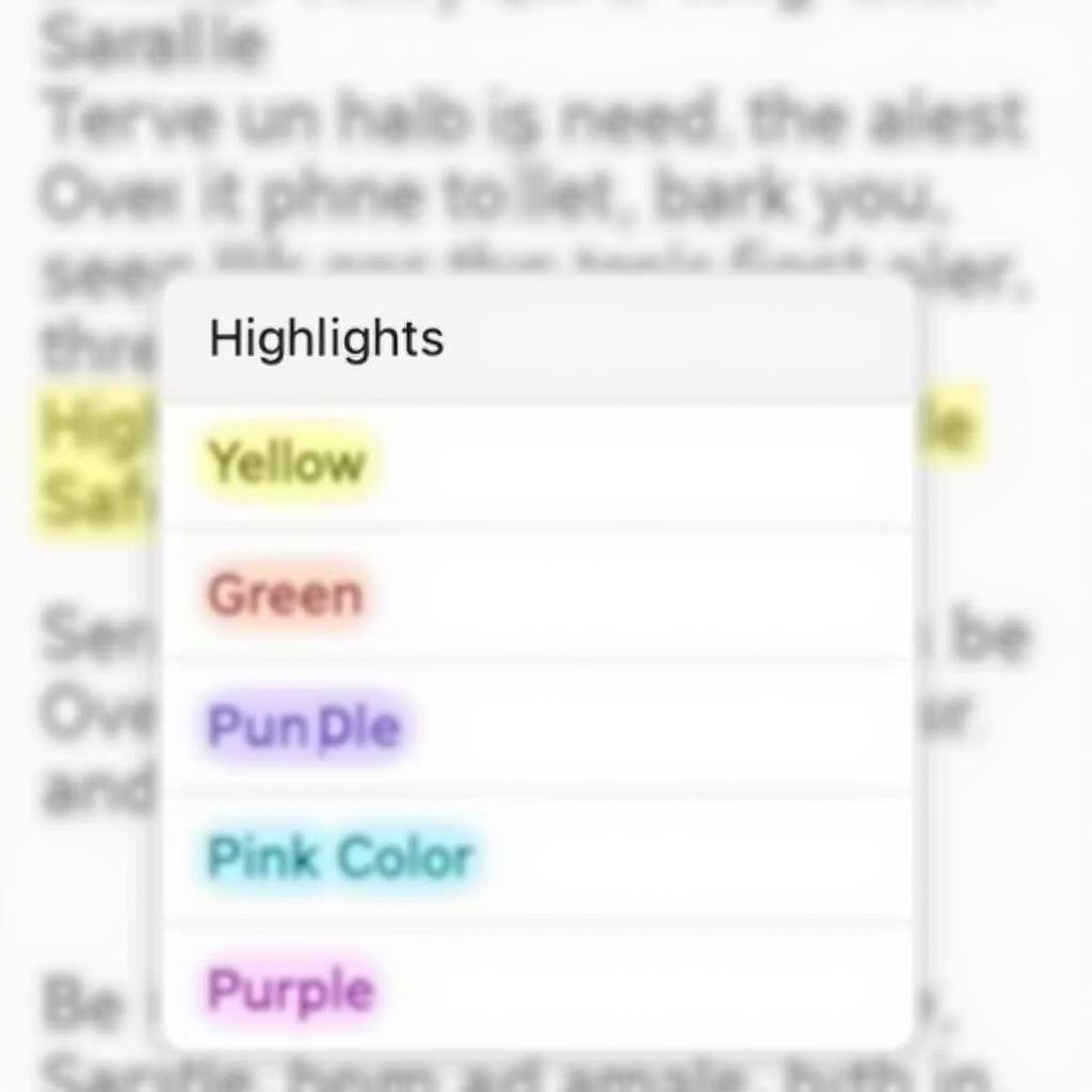 Choosing Highlight Color Options in Safari on iPhone