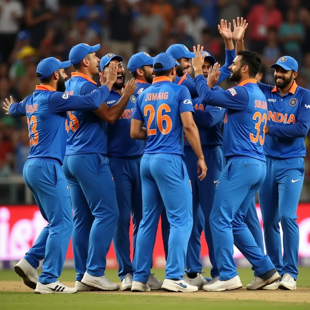 Indian team celebrating their thrilling victory