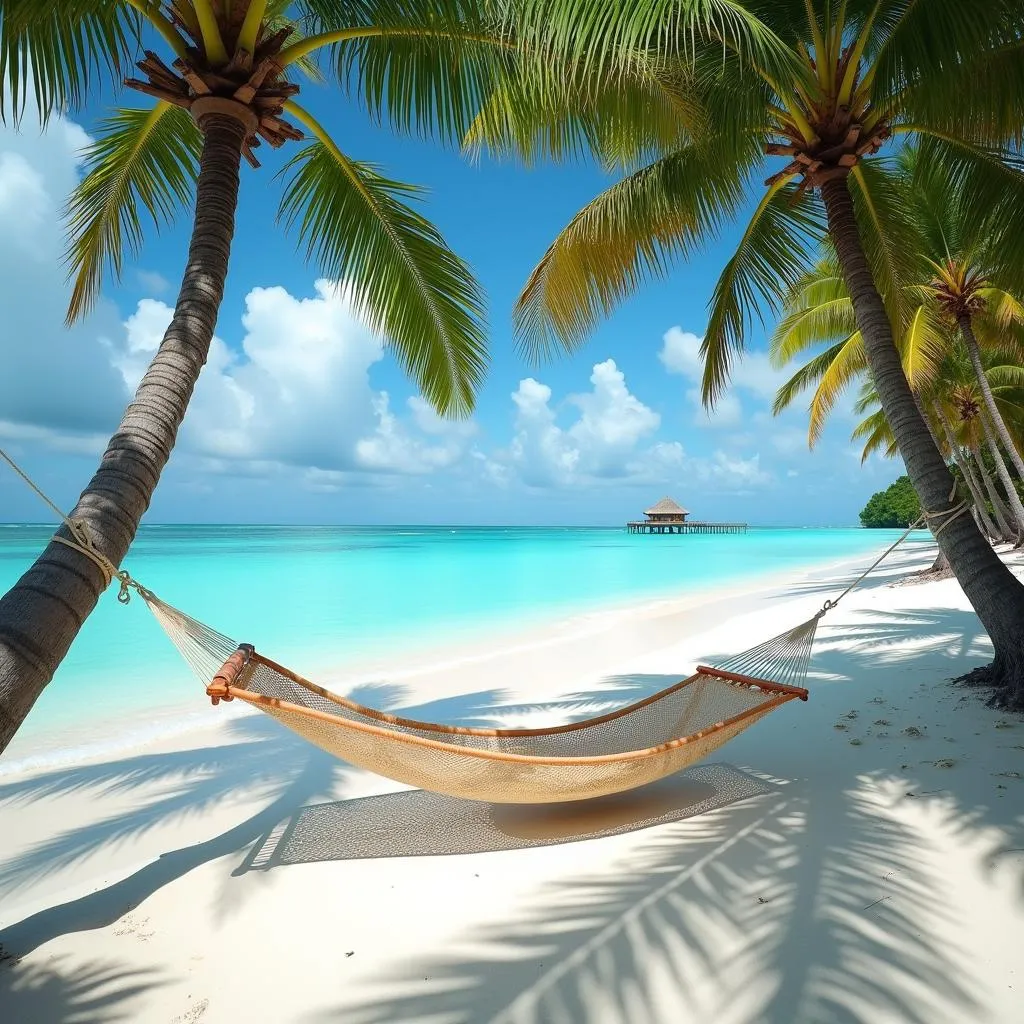 Relaxing on a pristine beach with turquoise waters