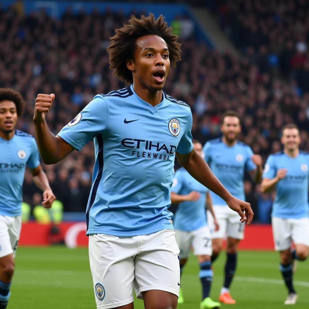 Leroy Sane ăn mừng bàn thắng