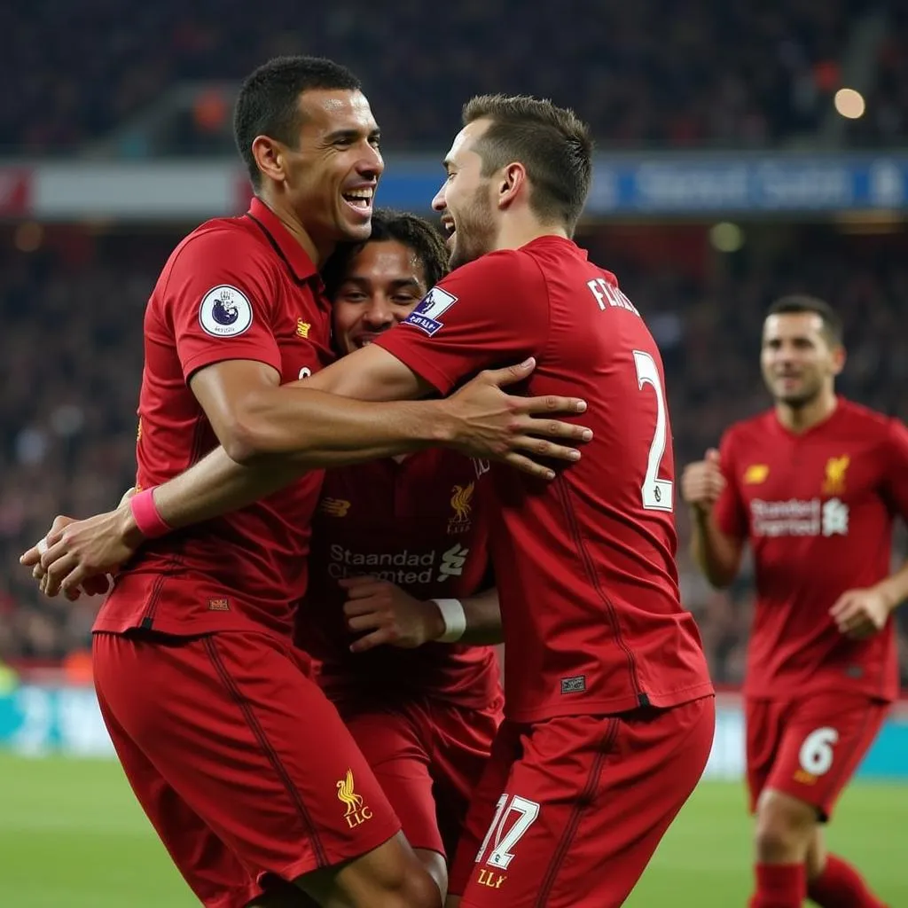 Liverpool celebrates a goal