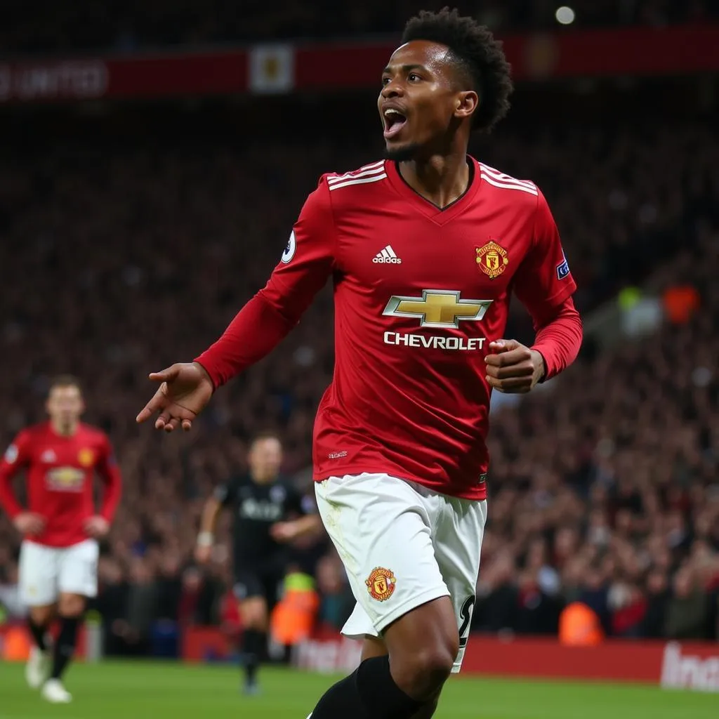 Rashford Celebrates his Goal against Tottenham