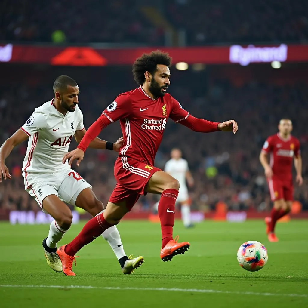 Mohamed Salah scoring a goal for Liverpool