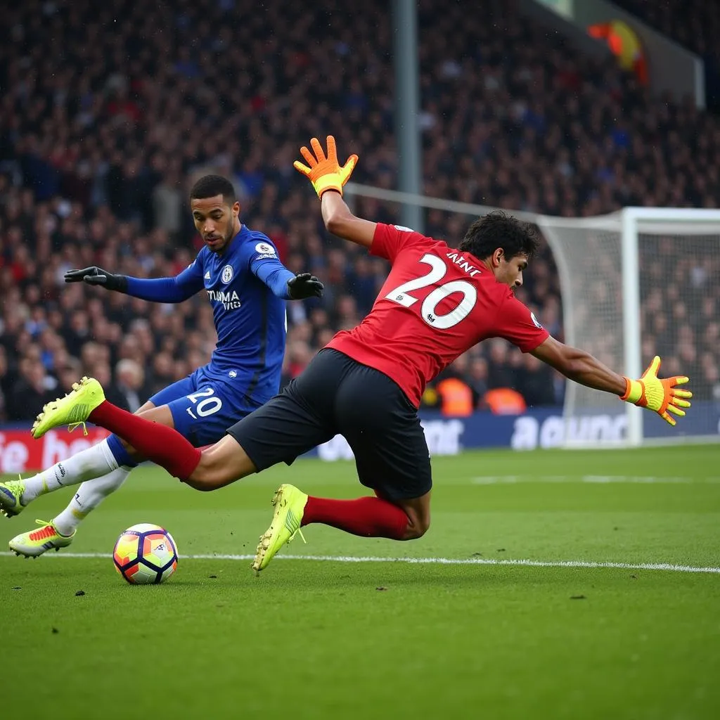 New England's goalkeeper pulls off a spectacular save to deny Chelsea